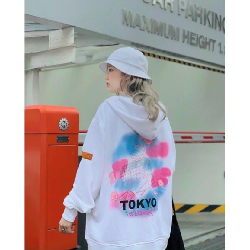 Áo khoác hoodie Chống Nắng dành cho Nam Nữ In Chư TOKYO, unisex form rộng có 3 màu ulzzang có dây kéo XUKA SHOP