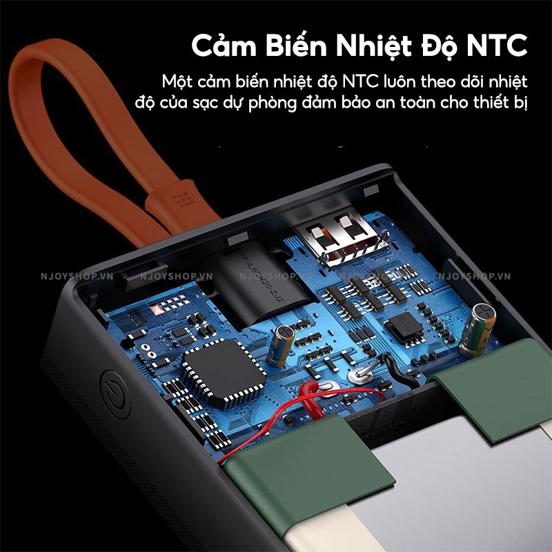 Sạc Dự Phòng 20000mAh Sạc Nhanh 65W Led Báo Pin BASEUS Elf Digital Display 3 Cổng Sạc Cho iPhone Samsung Xiaomi Oppo