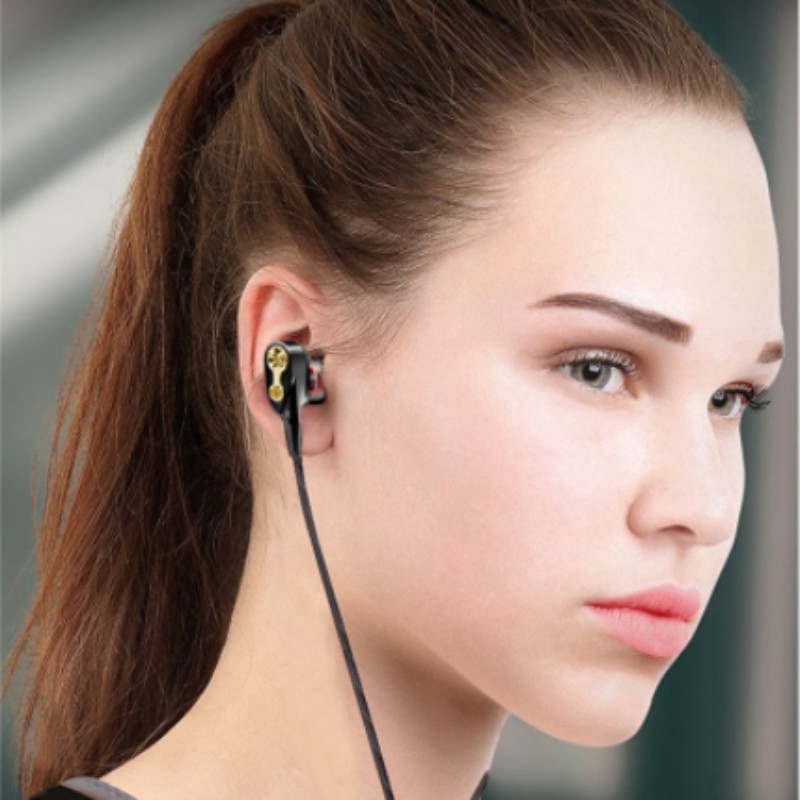 Dual Drivers Earphone Super Bass Sport Headphones Earbuds with Mic Stereo Music Headset