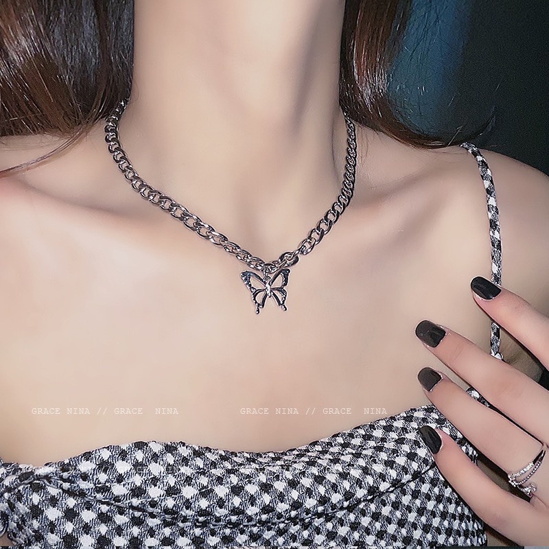 Dây chuyền kim loại mặt Butterfly dạng xích dành cho nữ cá tính