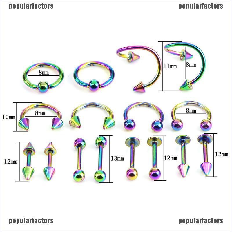 Set 16 Khuyên Đeo Cơ Thể Chất Liệu Thép Không Gỉ Cá Tính