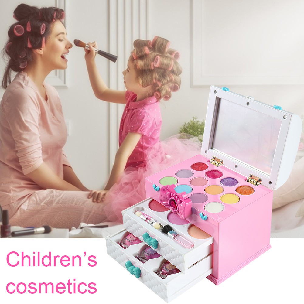 Non Toxic and Washable Kids Makeup set,Girl Pretend Play Makeup Set Cosmetic Kit Toy With Portable Box For Children Gifts,Makeup set for Kids Real