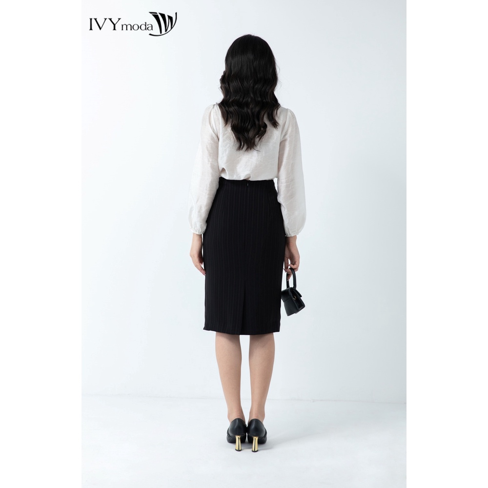 Chân váy bút chì phối bèo IVY moda MS 31M6702
