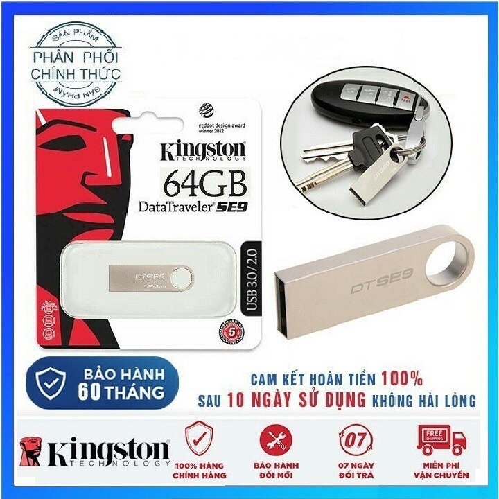 USB 32gb/64gb/16gb/8gb/4gb/2gb kingston SE 9 2.0 thiết kế nhỏ gọn, vỏ kim loại chống nước karpino