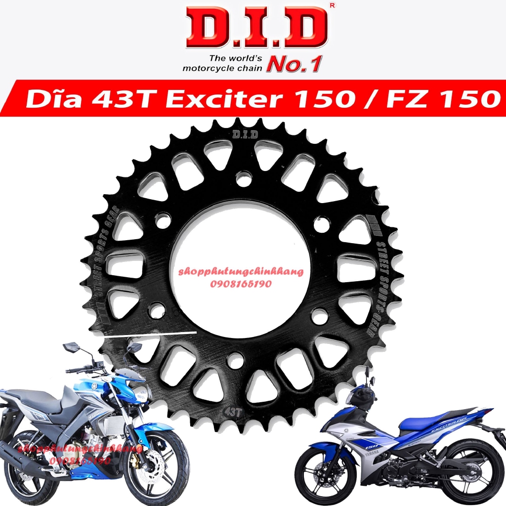 Dĩa 43T cho Exciter 150cc - FZ 150cc - Thái Lan