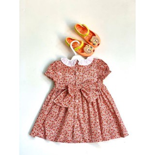váy bé gái hoa đỏ smock
