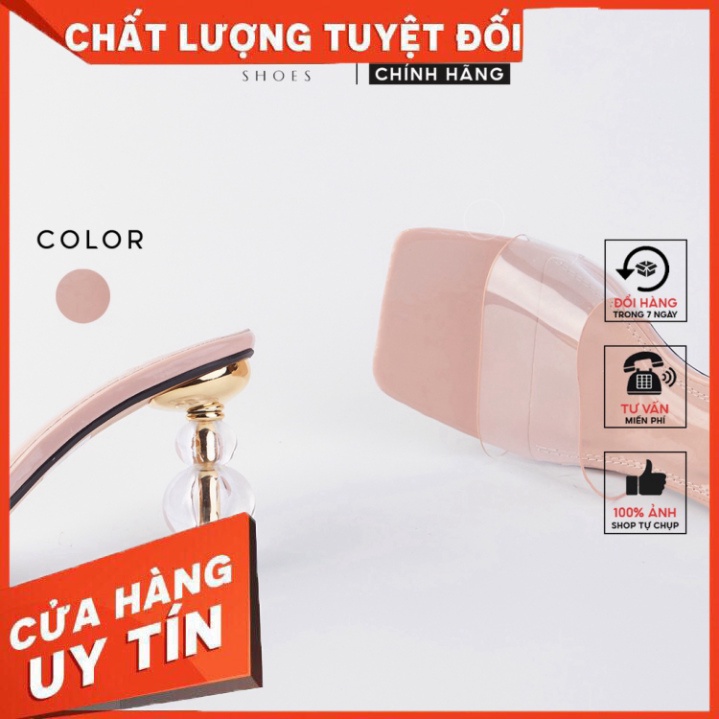 Guốc lê nữ Hà Huyền Shoes mũi vuông quai trong gót hồ lô 6 phân - GL321 - Hàng nhập khẩu