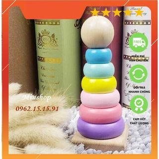 Đồ chơi tháp cầu vồng gỗ cho bé