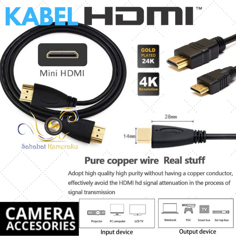 Dây Cáp Mini Hdmi Type C Cho Máy Ảnh Sony Canon Nikon Panasonic Jvc Fujifilm Olympus