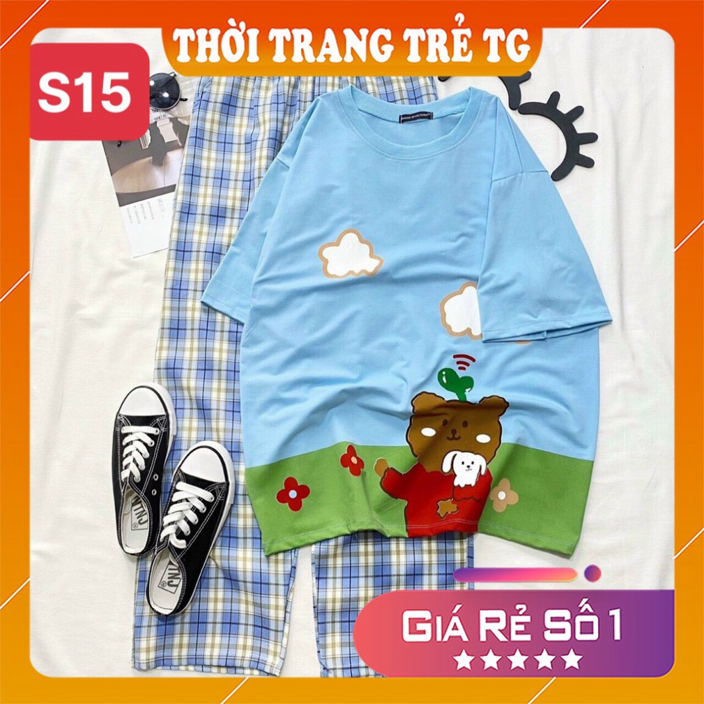 Đồ bộ nữ 𝑭𝒓𝒆𝒆𝒔𝒉𝒊𝒑 Set Đồ Bộ Quần Sọc Caro Ống Rộng S09 Tiểu Khủng Long  Freesize Form Rộng Cực Thoáng Mát