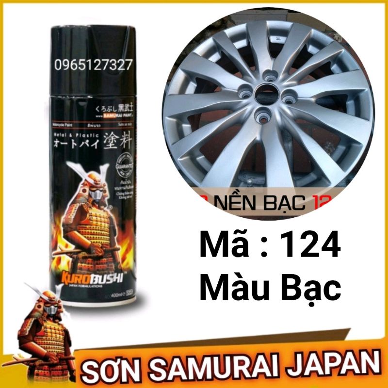 sơn xịt Samurai Japan màu bạc - Mã 124