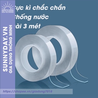 Băng keo 2 mặt, băng dính 2 mặt siêu dính hai mặt silicon trong suốt dán tường đa năng dài 3m Sunnyday.vn