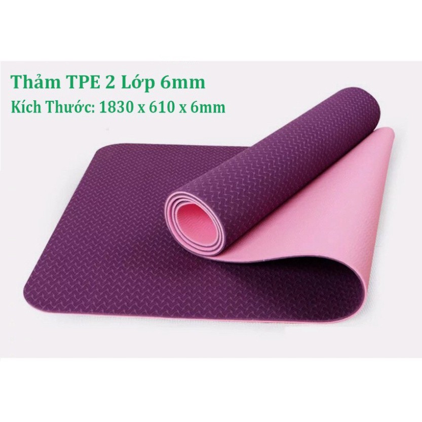 Hot THẢM TẬP YOGA TPE CAO CẤP 2 LỚP DÀY 6MM