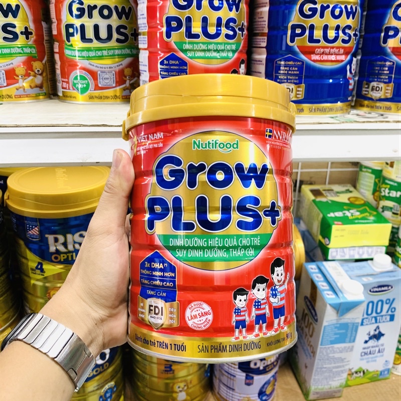 Sữa bột Nutifood Grow Plus đỏ 900G suy dinh dưỡng thấp còi