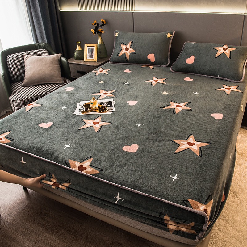 [Loại 1] Set ga gối nỉ sữa bo chun bọc đệm, tặng kèm 2 vỏ gối | BigBuy360 - bigbuy360.vn