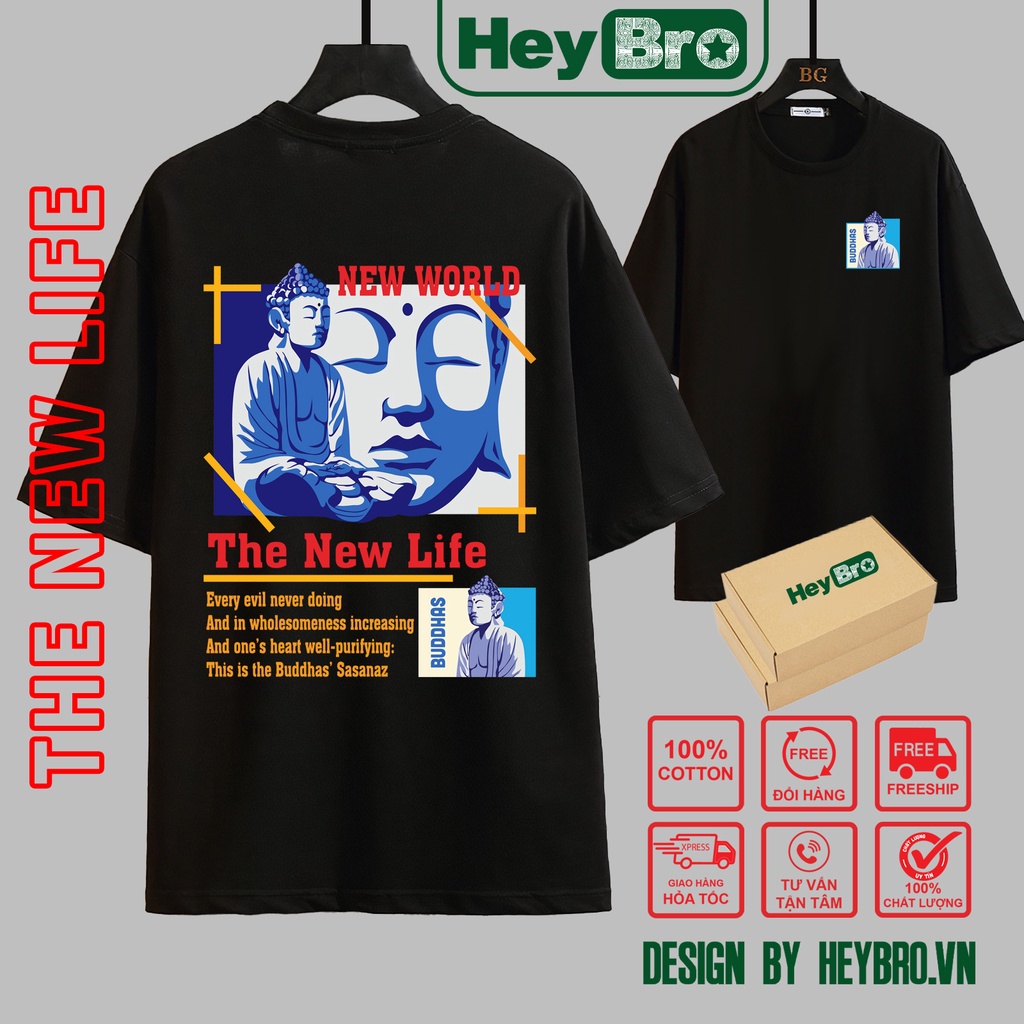 Áo phông oversize nam nữ, áo thun tay lỡ nam nữ chất cotton mát mịn thấm hút mồ hôi T-shirt Phật Tổ