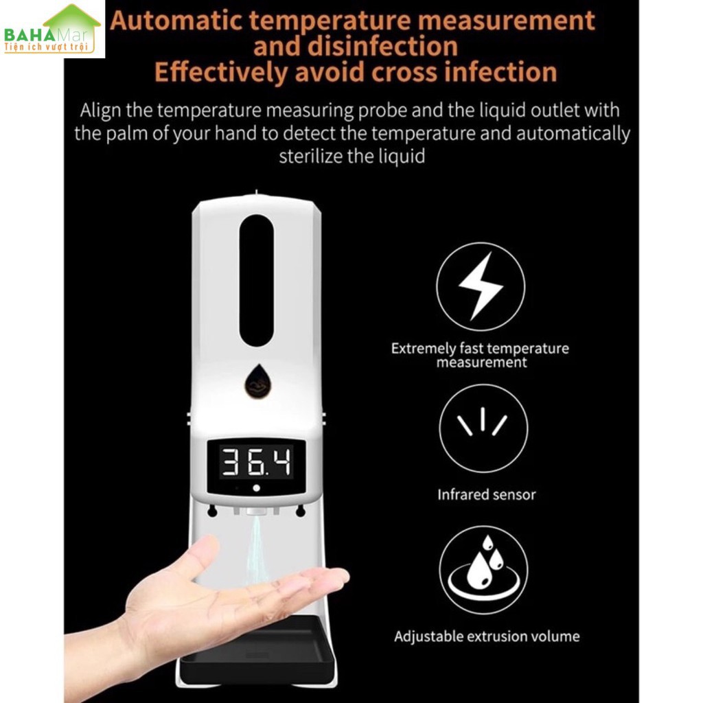 Máy tích hợp 2 trong 1 đo nhiệt độ và phun cảm ứng rửa tay khử trùng tự động- Máy sát khuẩn dùng trong mùa dịch