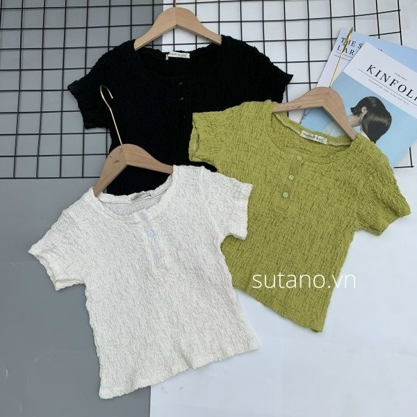 Áo phông xốp nữ dáng croptop thời trang cổ tròn đơn giản trẻ trung A601 SUTANO