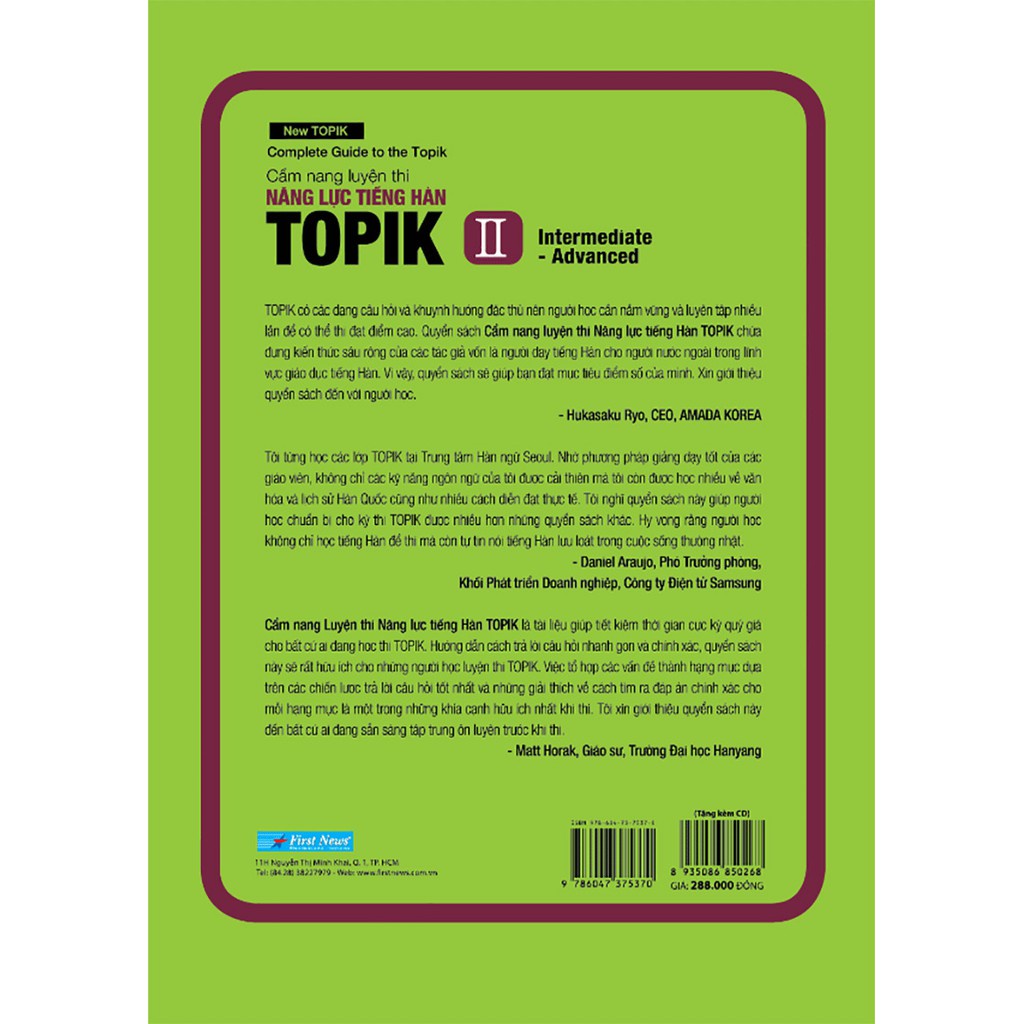 Sách - Cẩm nang luyện thi năng lực tiếng Hàn TOPIK II  - FirstNews Tặng Kèm Bookmark
