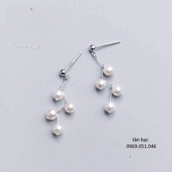 Khuyên tai bạc ý s925 dài đính hạt ngọc trai nhân tạo, thiết kế dáng zich zắc mới nhất hiện tại , sản phẩm y hình 100%