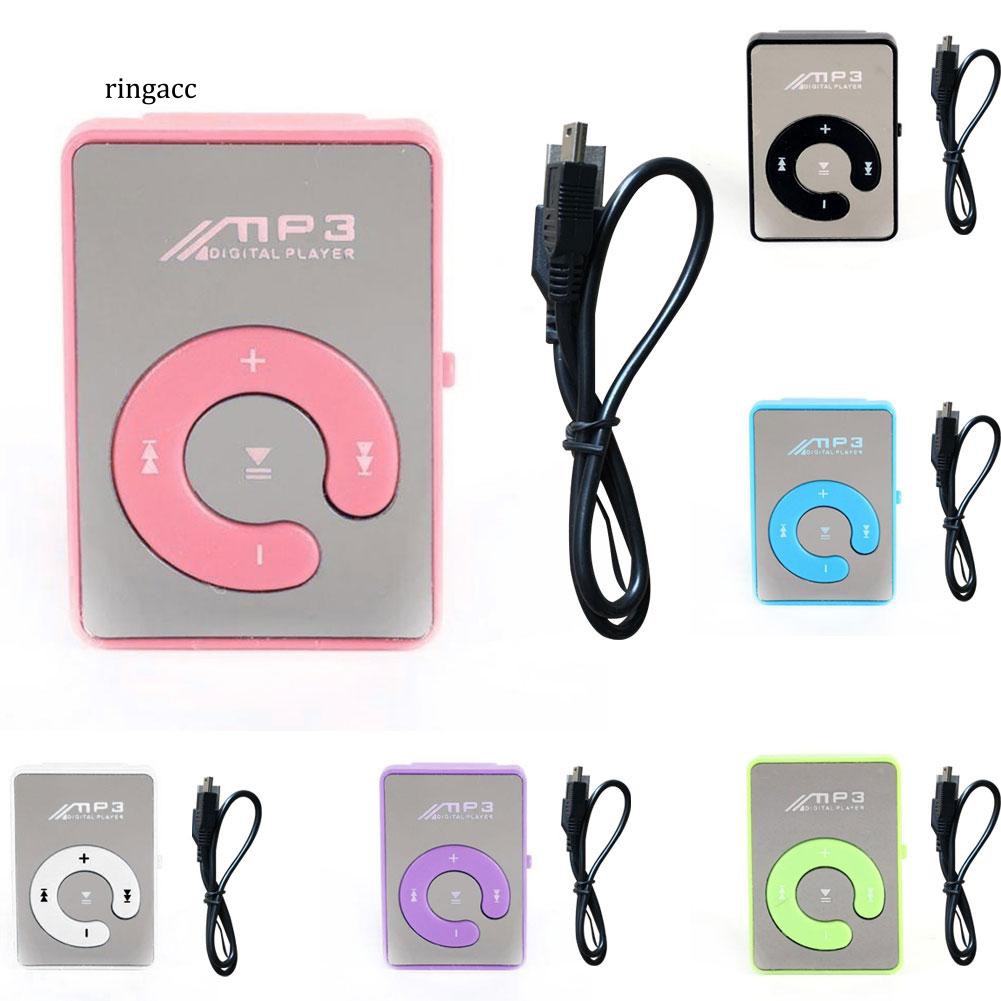 Máy phát nhạc MP3 có kẹp mini hỗ trợ thẻ nhớ Micro SD kích thước 4.3x2.9x1.7cm kèm dây cáp sạc và truyền dữ liệu