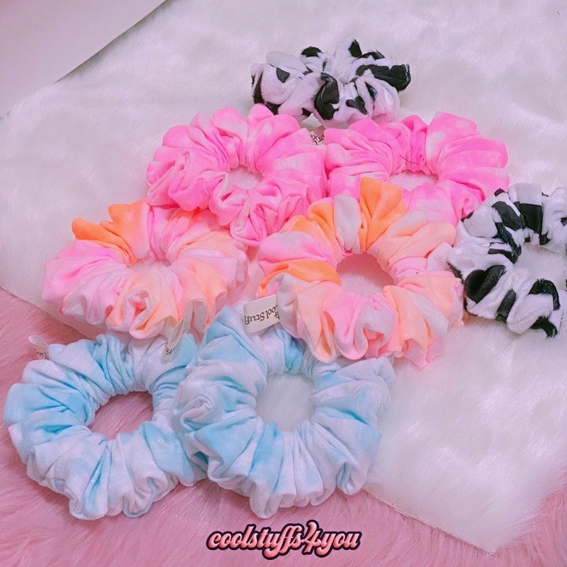 Đồ buộc tóc scrunchies tiedye mới &amp; màu bò sữa mini✨