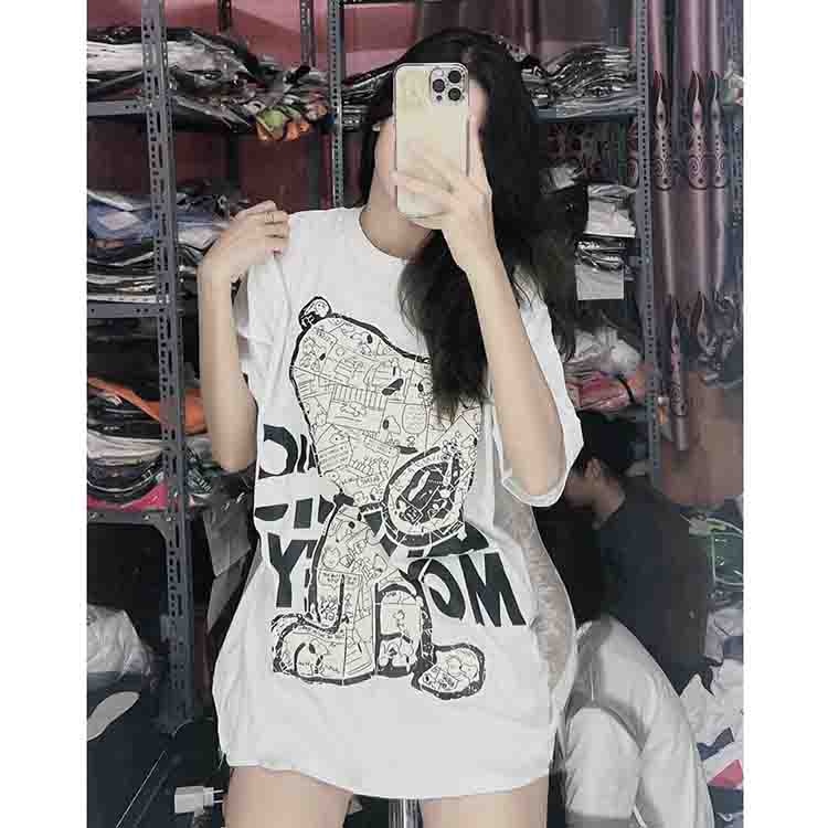Áo phông chú chó snoopy cổ tròn tay lỡ Áo thun cotton thoáng mát