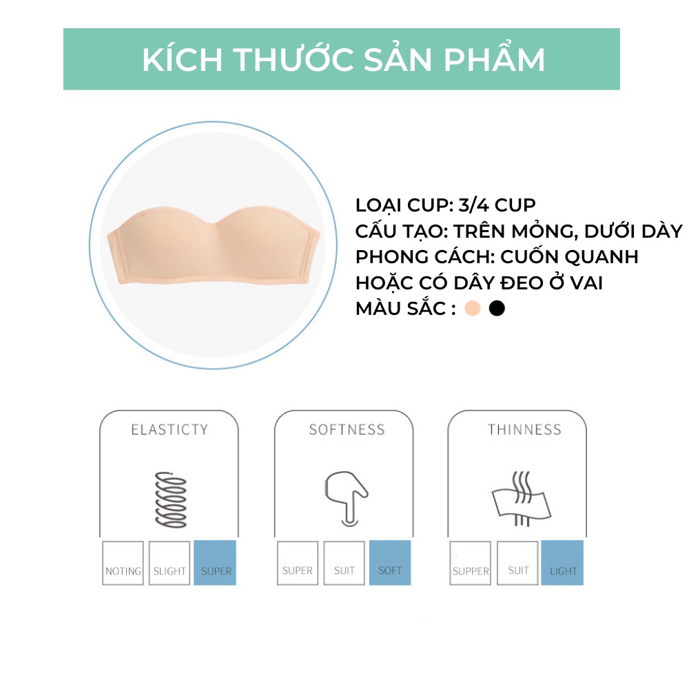 Áo Lót Nữ Quây Không Gọng Mút Mỏng Trơn Phối Ren Thoải Mái BR001