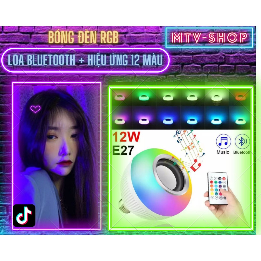 Đèn LED RGB 12W Hiệu Ứng 12 Màu, Tích Hợp Loa Bluetooth + Remote 24 phím