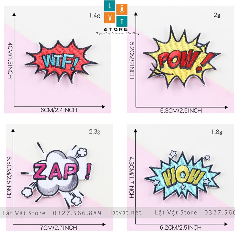 Patch ủi quần áo chữ phong cách  cá tính cực kì dễ thương, dán Vali, tủ lạnh,Sticker miếng dán, đậm chất street
