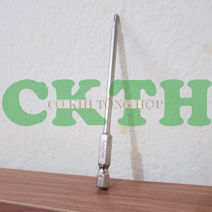 Mũi vít lục giác hoa thị có lỗ T10 chuôi lục giác dài 100mm