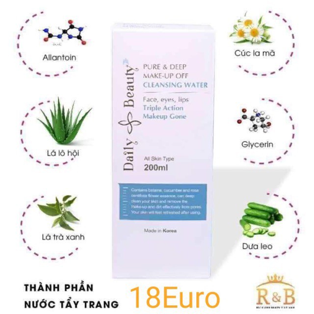 Nước tẩy trang Daily Beauty Pure & Deep Make-up Off Cleansing Water cho da dầu mụn | BigBuy360 - bigbuy360.vn