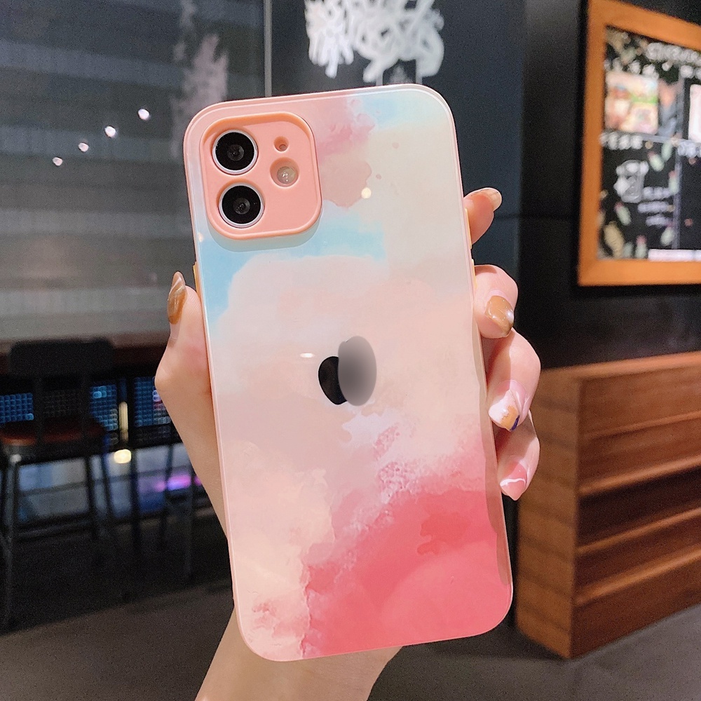 Ốp điện thoại mặt kính in hình tranh sơn dầu thích hợp cho iPhone 12 11 13 Pro Max XS Max XR x 8 7 plus