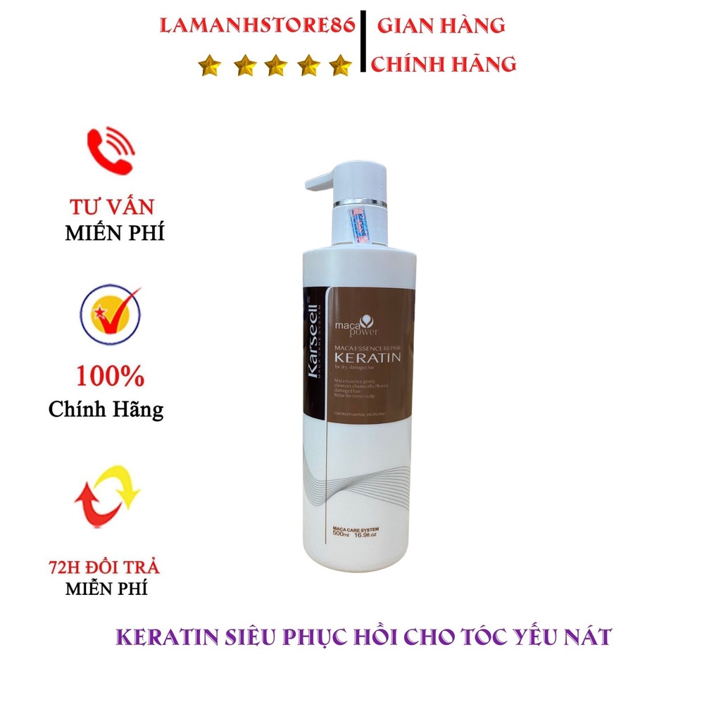 Ủ TÓC - KERATIN KARSEELL MACA OIL - SIÊU PHÂN TỬ PHỤC HỒI TÓC QUÁ YẾU NÁT 500ML.