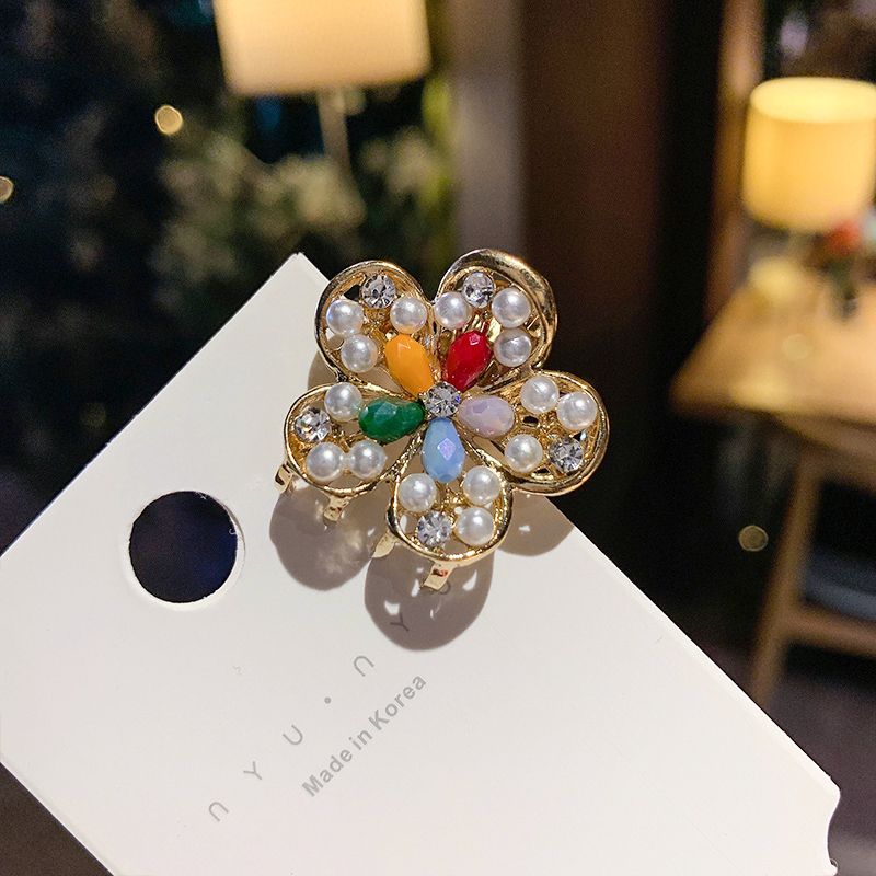 Kẹp Tóc Hình Hoa Đính Ngọc Trai Nhân Tạo Phong Cách Hàn Quốc