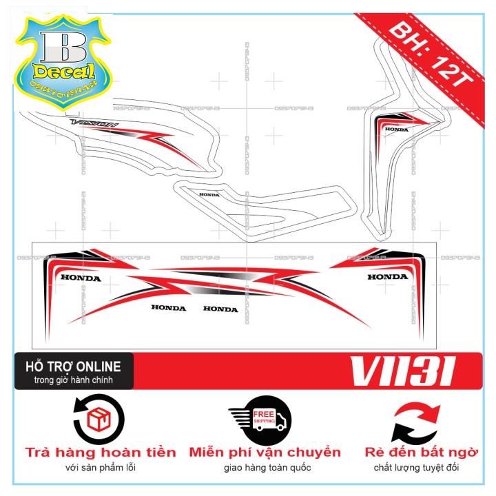 ( Quí khách vui lòng mang ra tiệm cho thợ dán ) Tem VISION 2016 CHỈ ĐỎ DÁN XE TRẮNG 1131 [Bi Decal]