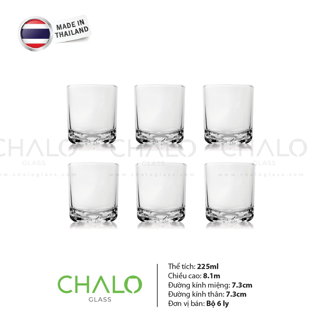 [Made in Thailand] Cốc thủy tinh đựng trà đá, cà phê đáy vuông Union Glass - UG359 - 225ml (Bộ 06 cốc)