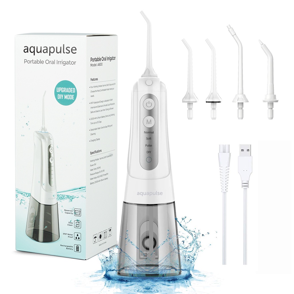 Máy tăm nước cho người niềng răng Aquapulse A800 - Bộ combo gồm 6 đầu tăm