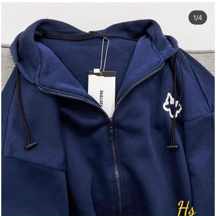 Áo Khoác Nỉ, Áo Hoodie Khóa Kéo Nón 2 Lớp Trùm Đầu From Rộng Giữ Ấm In Logo Cực Đẹp