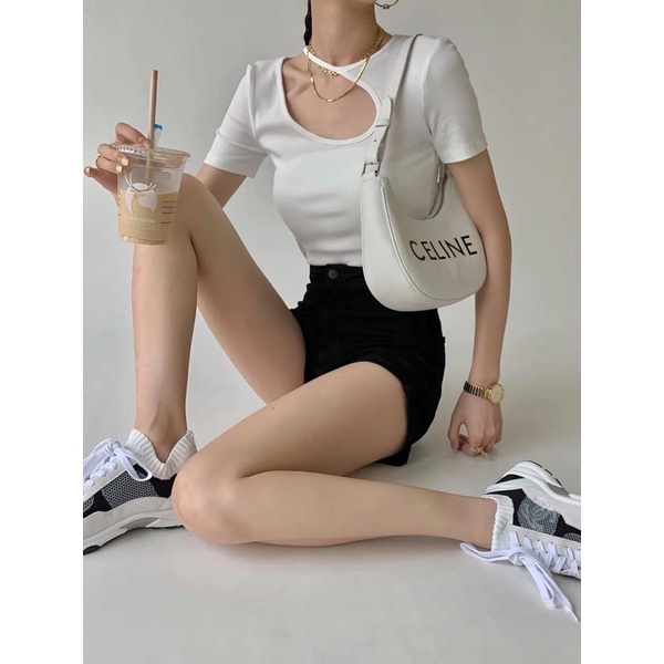 áo thun cổ U , áo thun kiểu cut out hàng zip thái siêu xịn xò, form dài, co giãn tốt