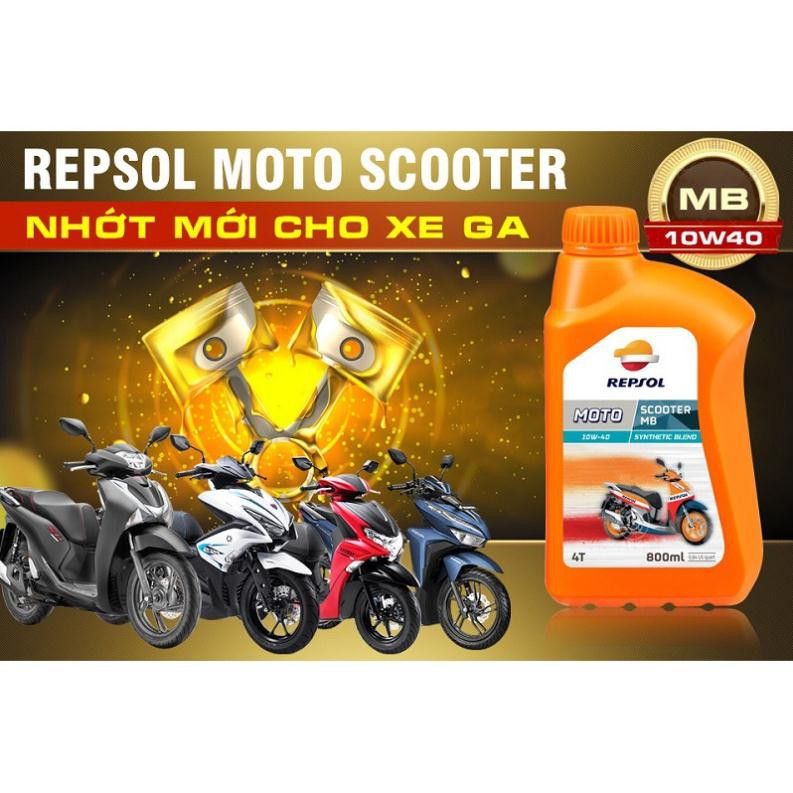 Dầu Nhớt cao cấp dành cho xe tay ga Repsol Scooter SynThetic 10W40 Chai 800ml