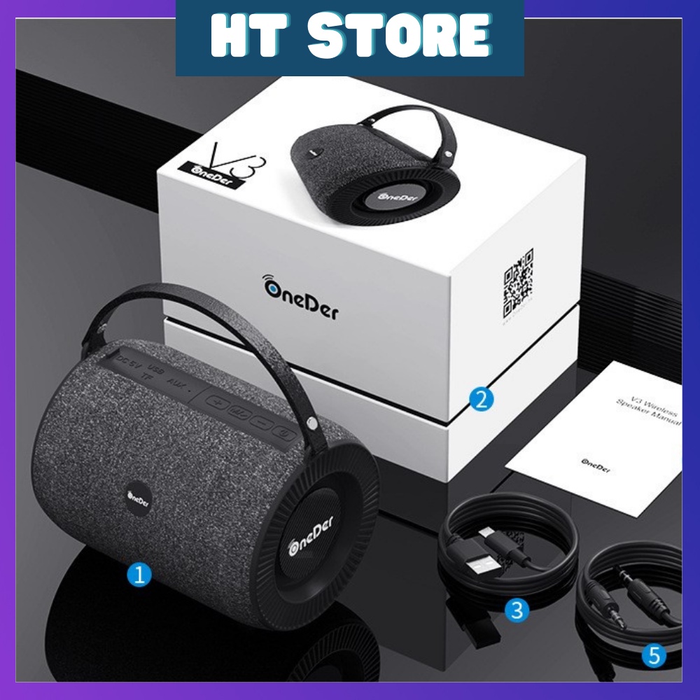 Loa Bluetooth Không Dây Xách Tay OneDer Phantom V3 Bass Mạnh Mẽ Chống Nước Hỗ Trợ Thẻ Nhớ
