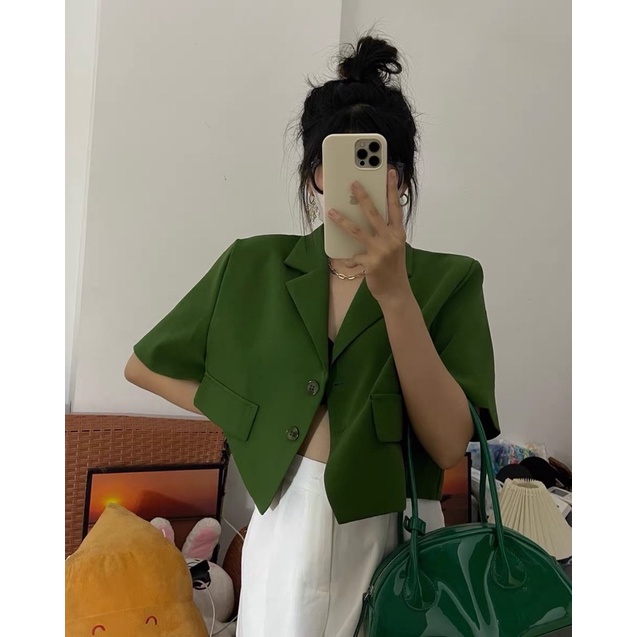 Áo vest blazer xanh lá trendy