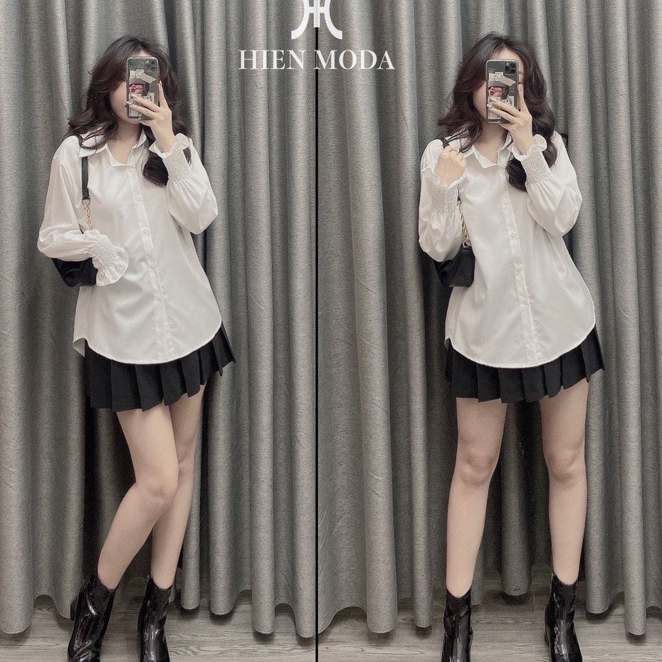 Áo sơ mi nữ trắng dài tay phối tay bèo chất thô lụa mềm giá rẻ siêu xinh,Áo sơ mi nữ trắng dài tay phối bèo