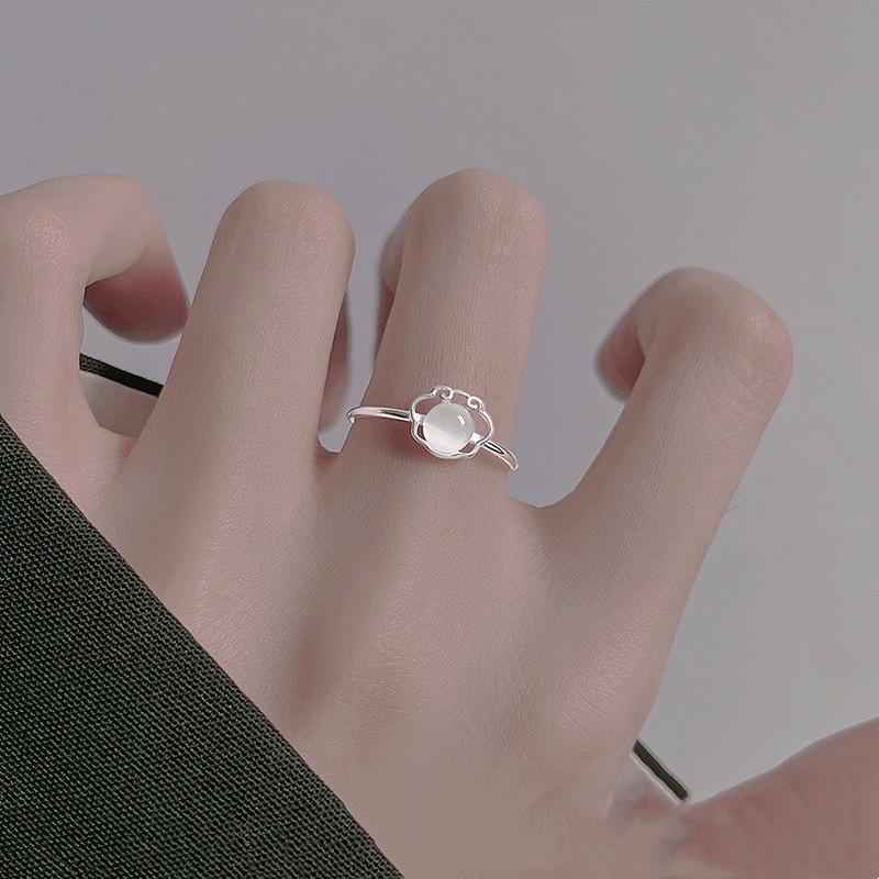 Ruyi Nhẫn Hở Đính Đá Opal Thiết Kế Đơn Giản Dễ Phối Đồ Thời Trang Cao Cấp Cho Nữ