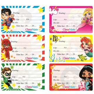 1 túi 15 nhãn vở Classmate có đề can