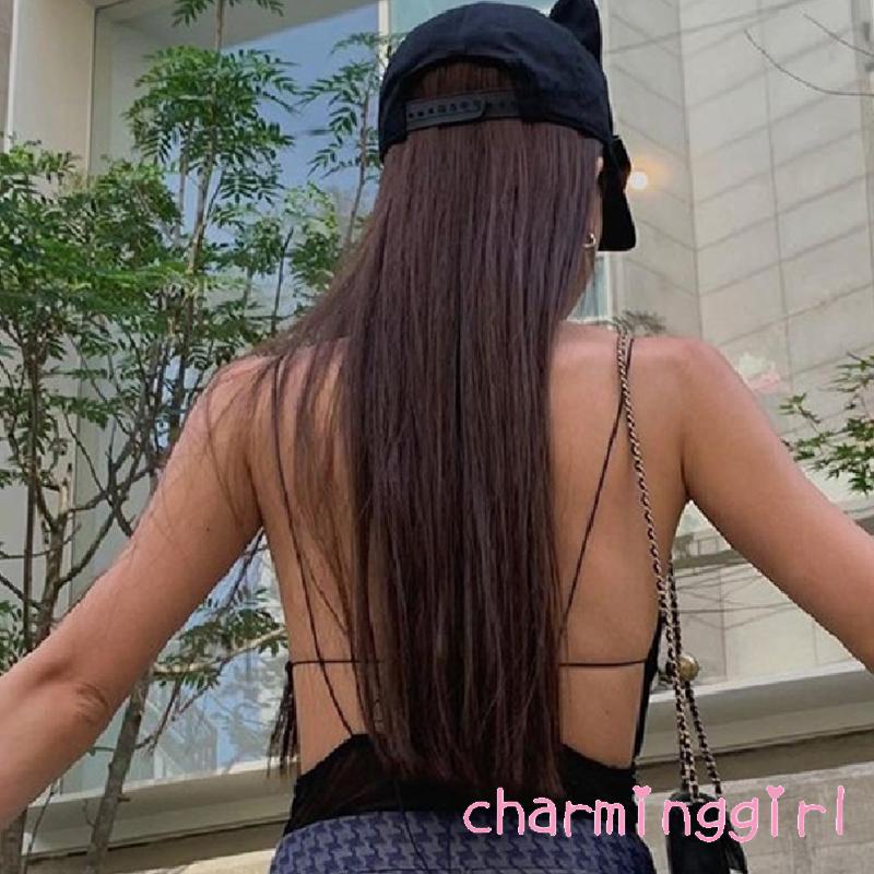 Áo Liền Thân Sát Nách Hở Lưng Dây Chéo Màu Trơn Quyến Rũ Dành Cho Nữ