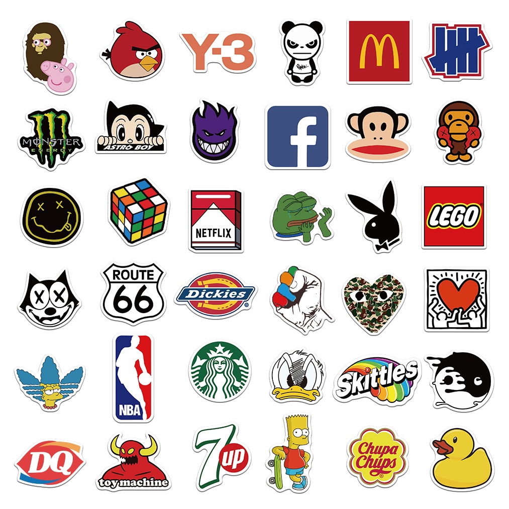 Bộ 10/50 Sticker Hoạt Hình Chống Thấm Nước