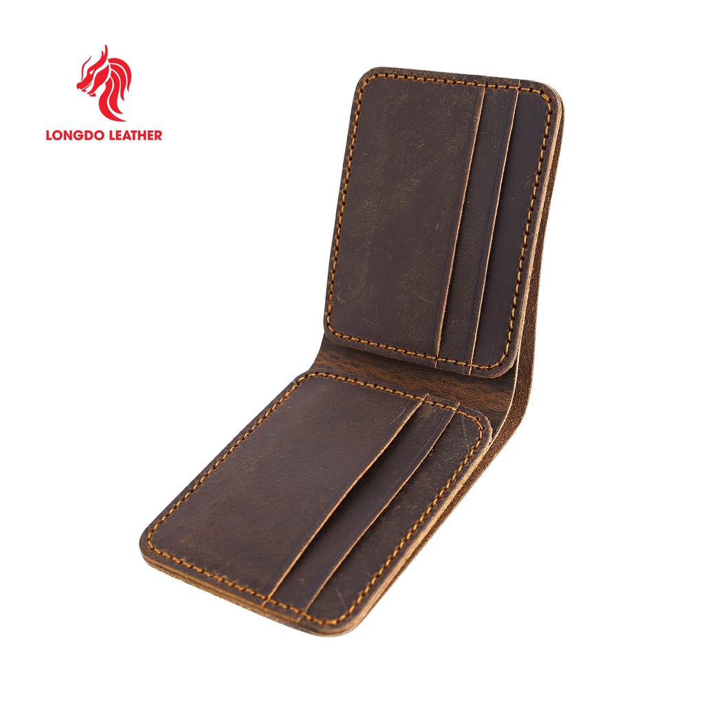 Ví nam da bò sáp - Cam kết 100% da bò thật - Bảo hành 5 năm - Thương hiệu uy tín Longdo Leather - B03
