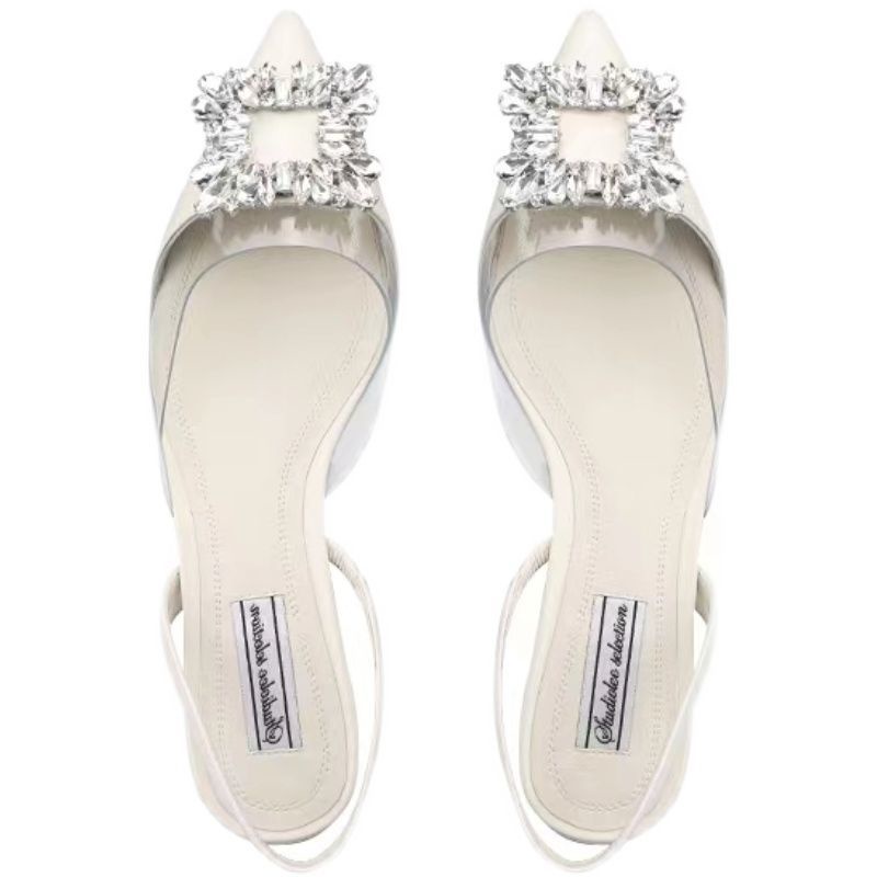 Giày Cao Gót Mũi Nhọn Đính Đá Thời Trang Mùa Hè 2022 Mới Cho Nữ